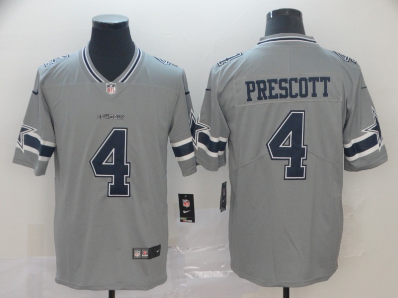 Men Dallas Cowboys #4 Prescott Nike grey Limited NFL Jersey->denver broncos->NFL Jersey